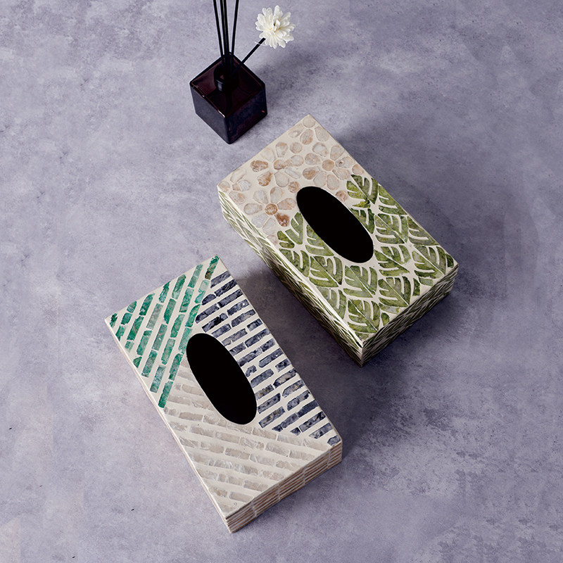 纸巾盒创意抽纸盒桌面家用茶几卧室床头柜贝壳炫彩点亮生活系列
