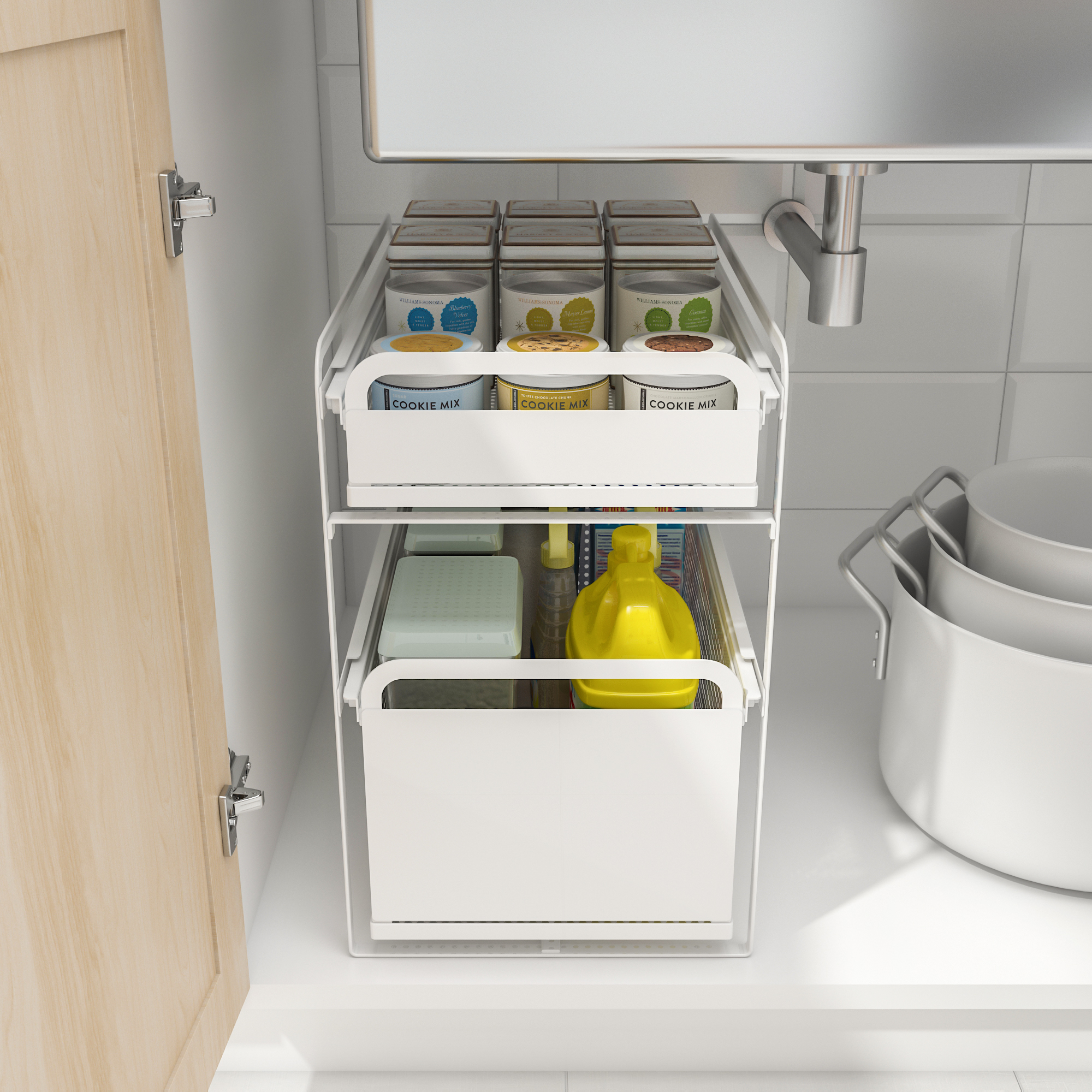 橱柜抽屉收纳分隔柜子隔板分层免钉收纳架分格厨房下水槽置物架