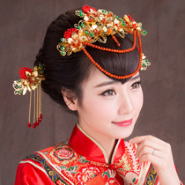 Royal love clothes, show clothes, headdress, bride's Phoenix crown, Chinese wedding dress, happy to wear dragon and Phoenix gown, step shaking accessories