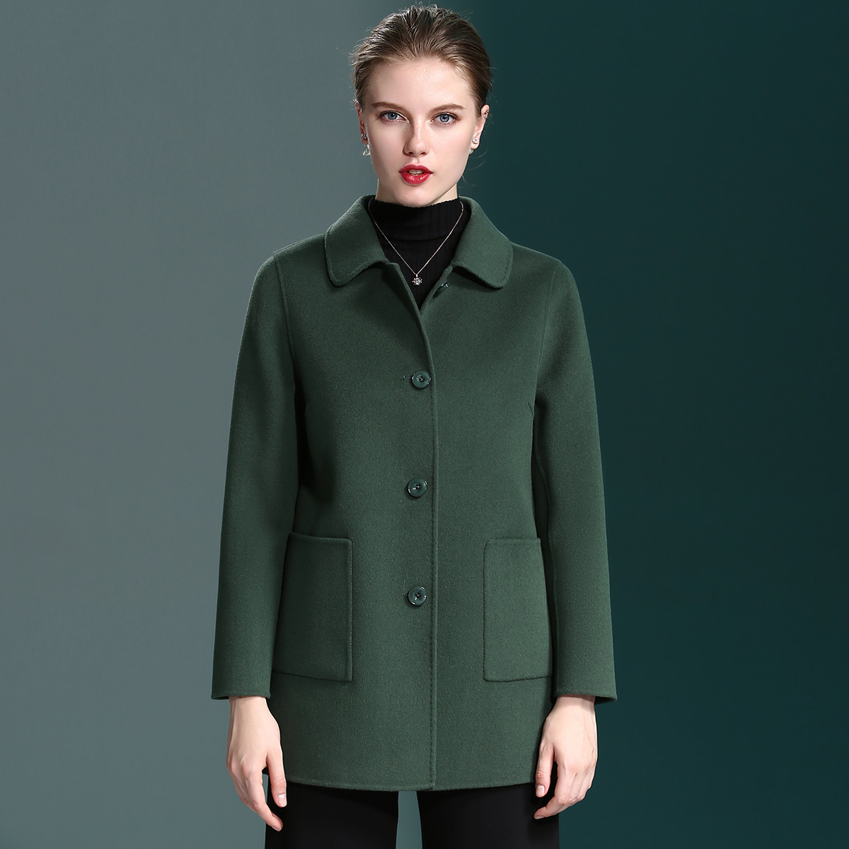 中老年双面呢羊绒大衣女秋冬妈妈装毛呢外套短款2018新款大码加肥