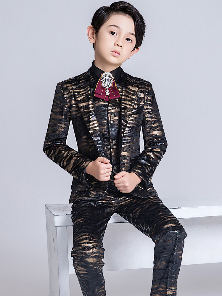 儿童西装套装高端演出服花童礼服男模特走秀小主持人男童小西服春