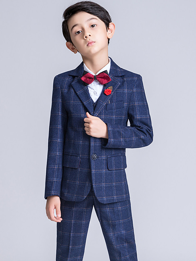 儿童西装套装男童小西服花童礼服男钢琴演出服走秀三件套男孩帅气