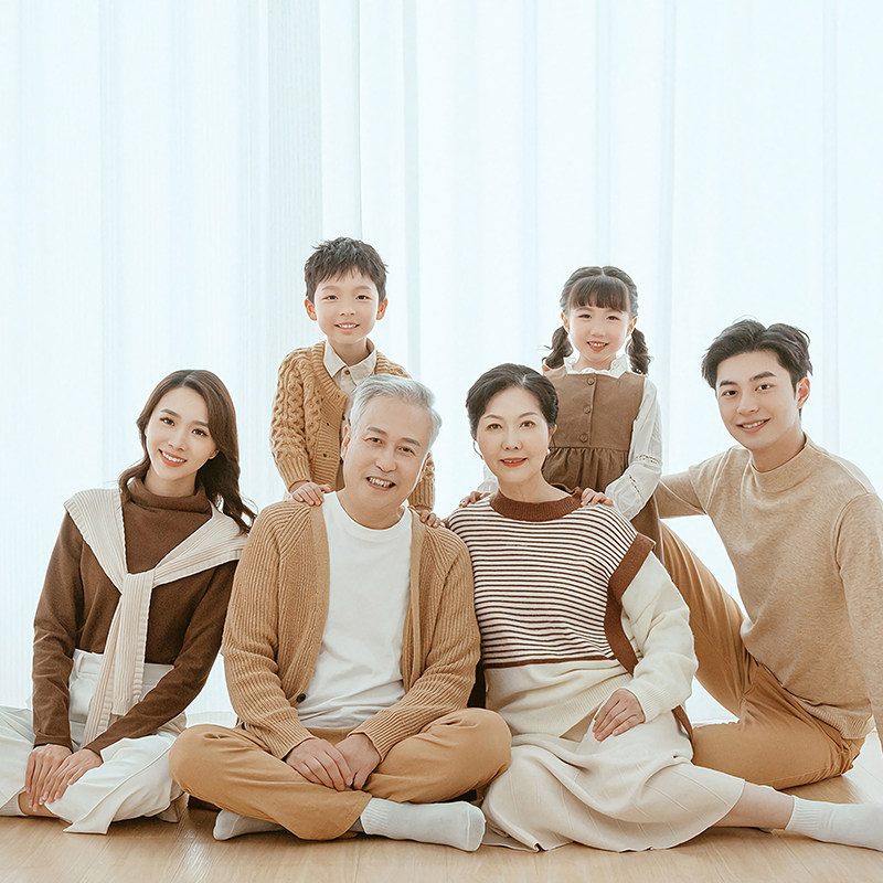 影楼工作室休闲全家福亲子照家庭照摄影样片样版客样照s832