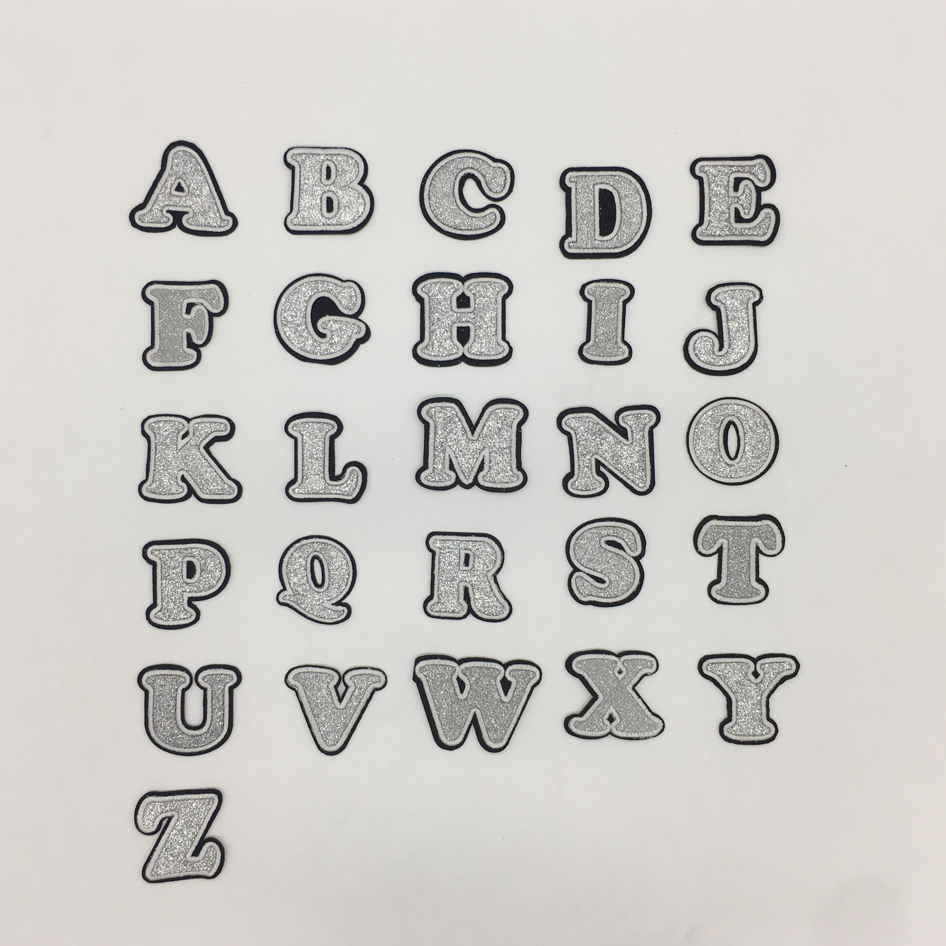 补丁银色英文字母图案diy手工艺衣服服贴布贴布贴