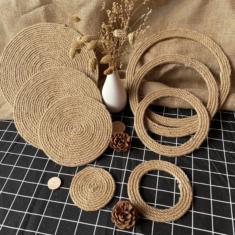 幼儿园墙面吊装饰复古麻绳镂空diy圆盘手工制作材料作品背景壁挂