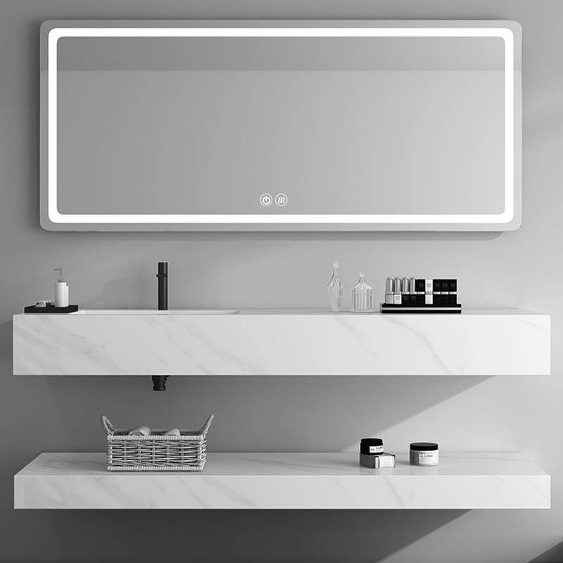 轻奢智能岩板一体盆浴室柜组合简约现代洗手间台盆洗脸柜洗漱大盆