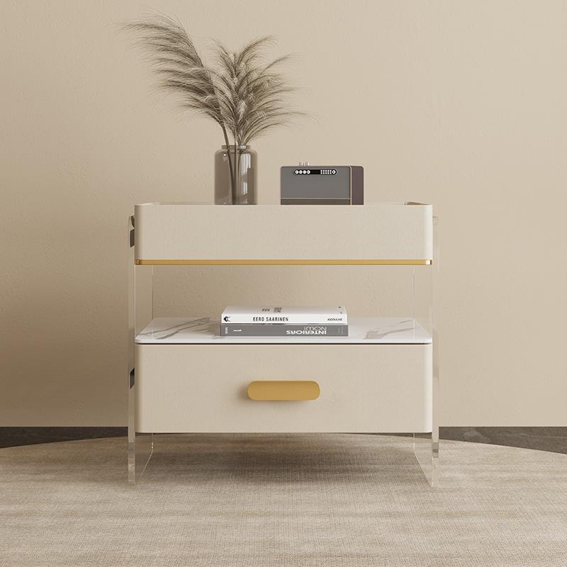 床头柜简约现代创意网红悬空岩板床边柜轻奢ins风卧室收纳柜