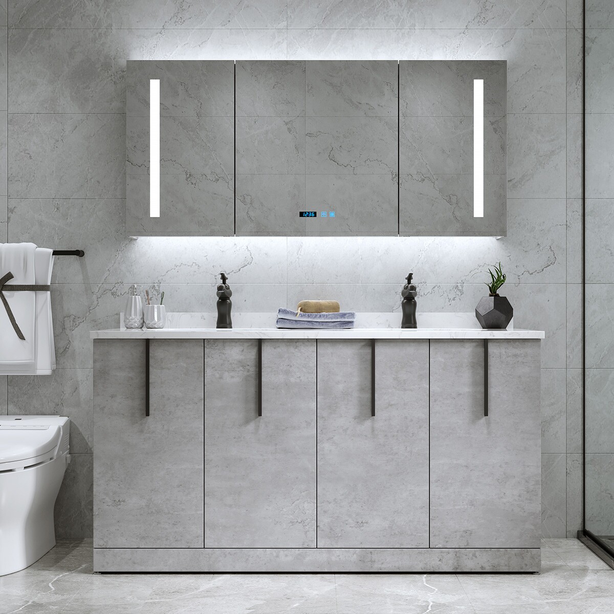 6 月销量 0领取3元券 省100元 新款浴室柜组合小户型卫生间陶瓷洗脸盆