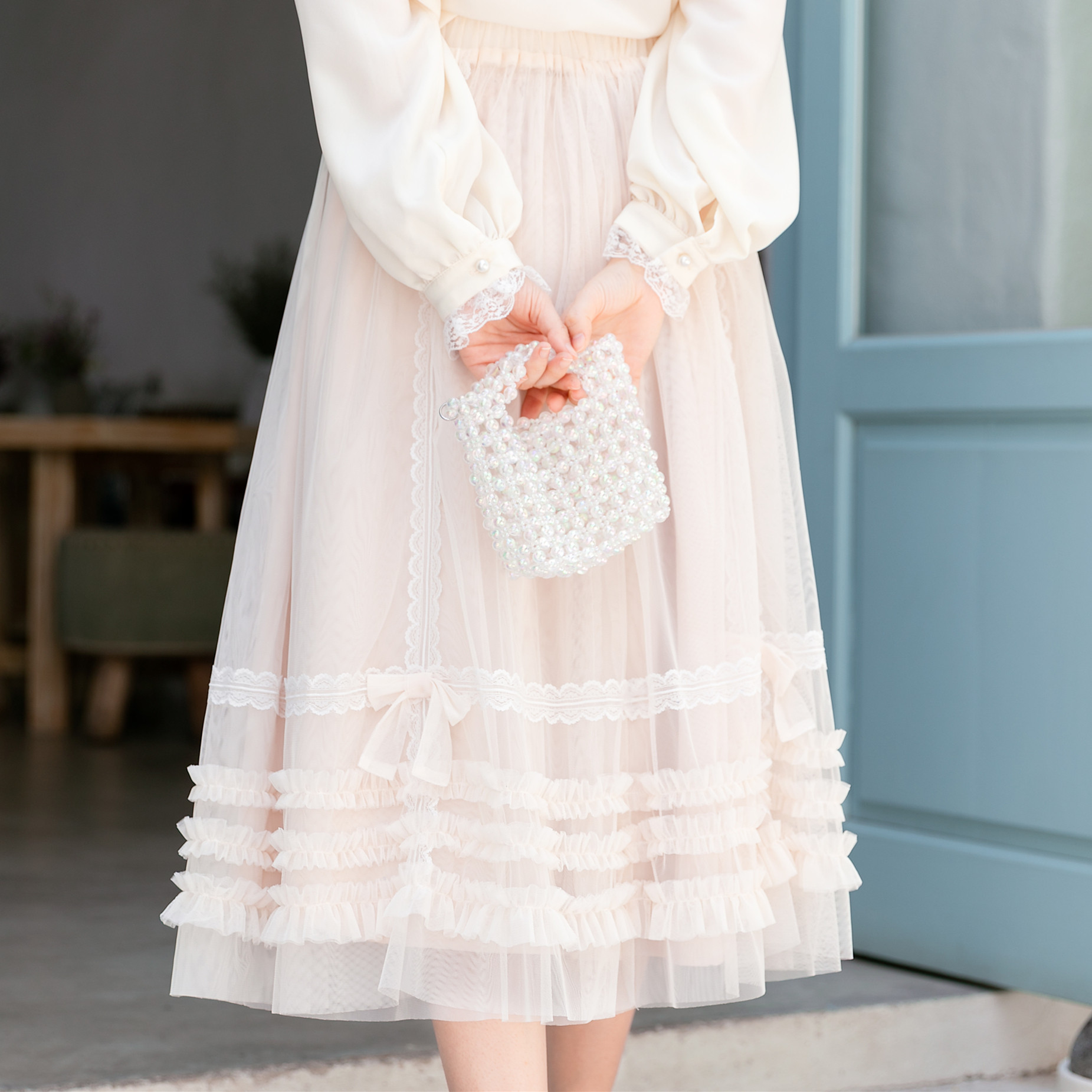 软妹仙女裙 网纱_花崎鹿原创【珍珠港】日系少女软妹网纱裙超仙女半身