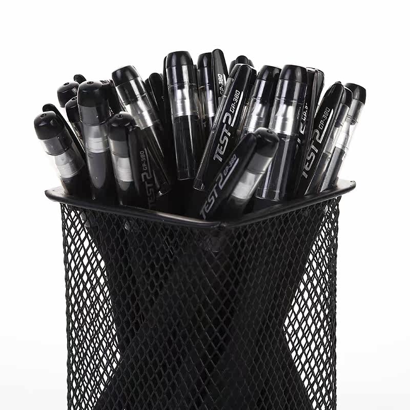 文具店-380商务办公学习中性笔子弹头黑色碳素笔不断墨耐用签字笔累积