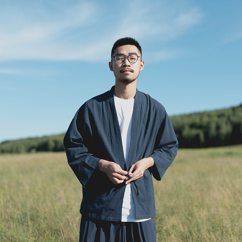 雾撞山野 夏季薄款宽松日系文艺七分袖道袍羽织和服开衫外套男女