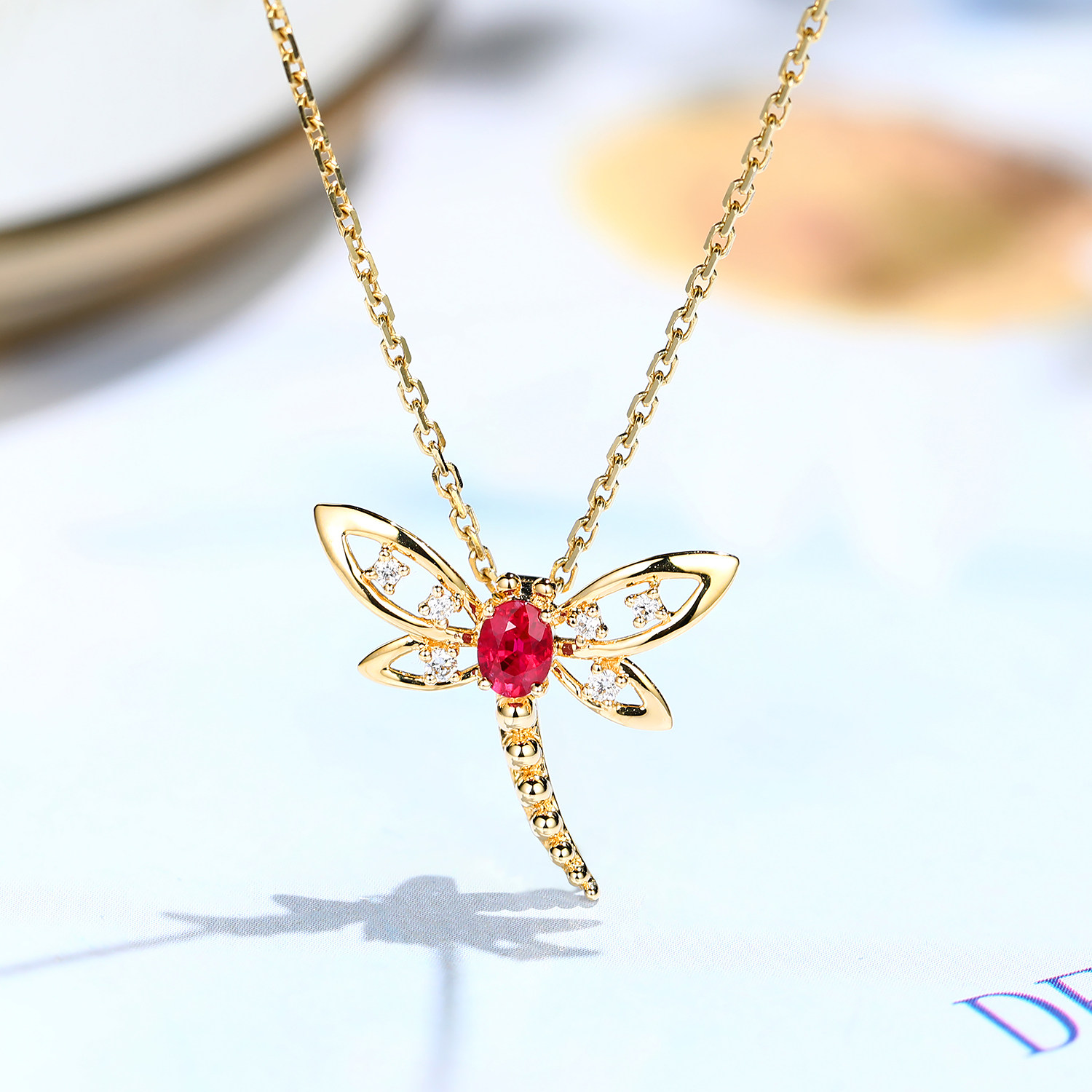 cof日本珠宝 红宝石项链女10k金石榴石锁骨链香水瓶小众设计日系