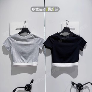 Adidas/阿迪达斯2024年女圆领休闲运动短款短袖T恤IS2318 IT9771