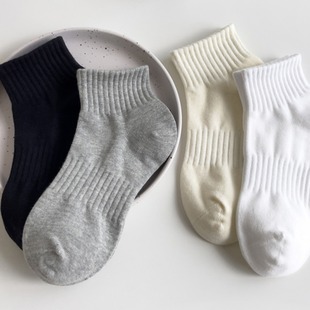 5双装 纯棉袜子男夏季短筒袜纯色运动短袜简约百搭防臭吸汗短款袜