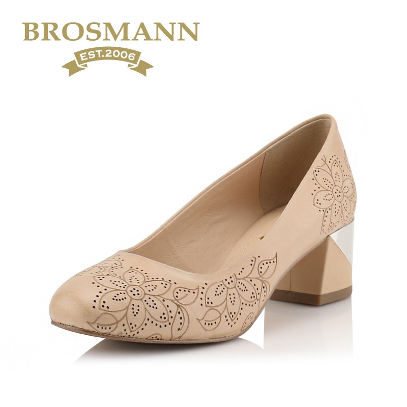 BROSMANN/ Treasure Schuhmann 2018 Spring and summer New products cowhide Carved Square electroplate fashion Single shoes Z62106in the Women's Shoes, Low shoes category - from Buy2taobao.com to provide professional Taobao agent buy service