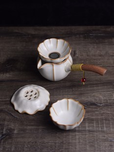复古手工汝窑陶瓷茶具侧把高端公道杯带手柄大号茶海家用分茶器