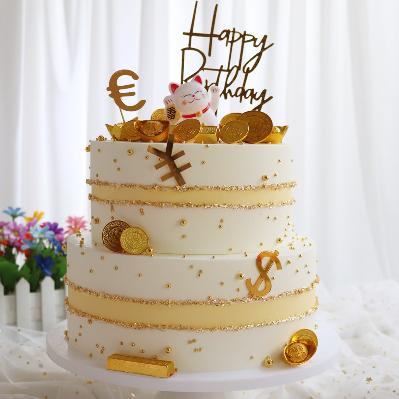 蛋糕模型仿真2020爆款网红流行双层招财猫生日仿真水果