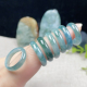 翡翠A货飘花戒指吊坠天然老坑宽边指环情侣简约跑环双彩特色玉戒