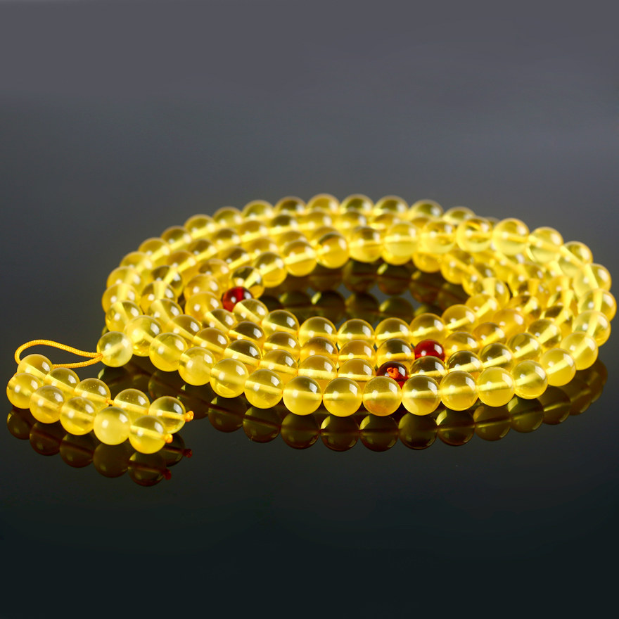 14克 8.5mm 天然精品金绞蜜蜜蜡108佛珠 6501193