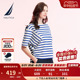 NAUTICA/诺帝卡女装24夏季新品全棉一字领时尚撞色条纹T恤42TM06