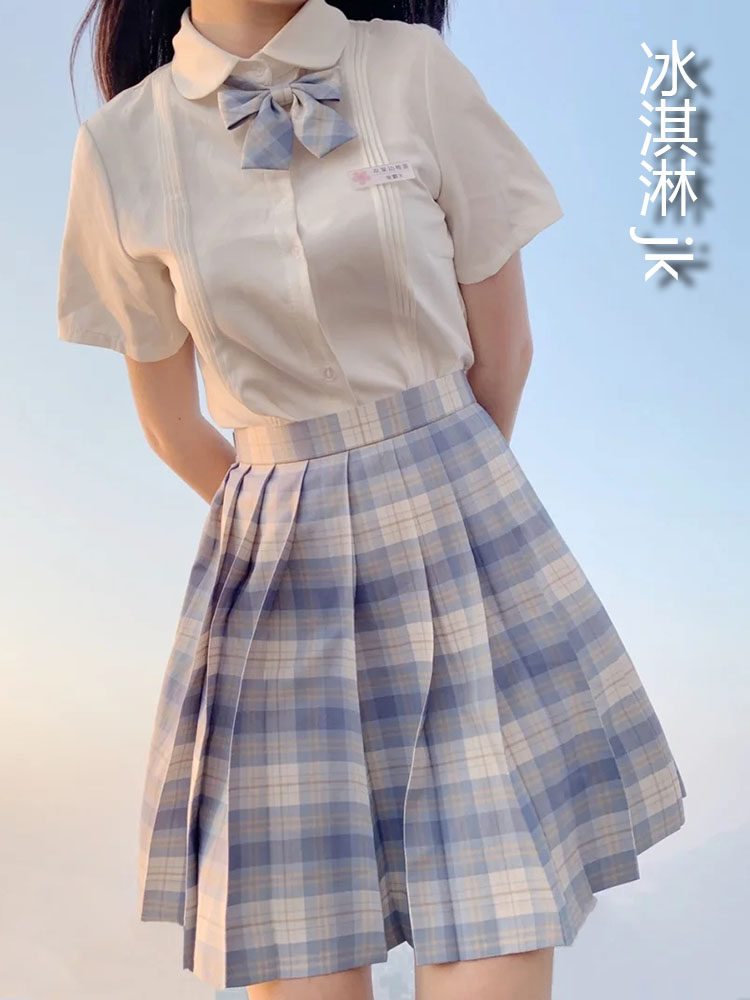 辛禾冰淇淋jk格裙制服2022学院风高腰百褶短裙日系校供半身短裙女