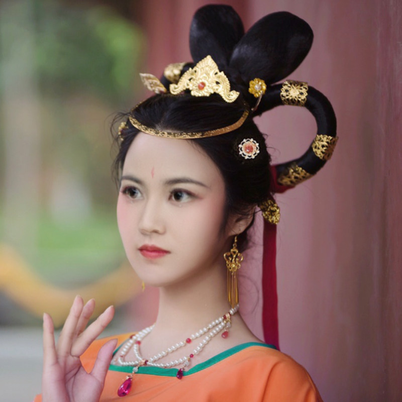 敦煌供养人发饰女唐妆发钗嫦娥玉兔飞天古风头饰汉服发冠唐制发簪