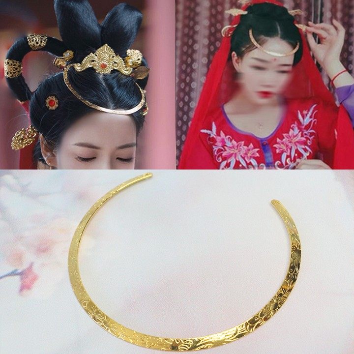 朴韵阁古风手作3号店的优惠券大全—敦煌风雕花刻纹金环飞天舞头饰女