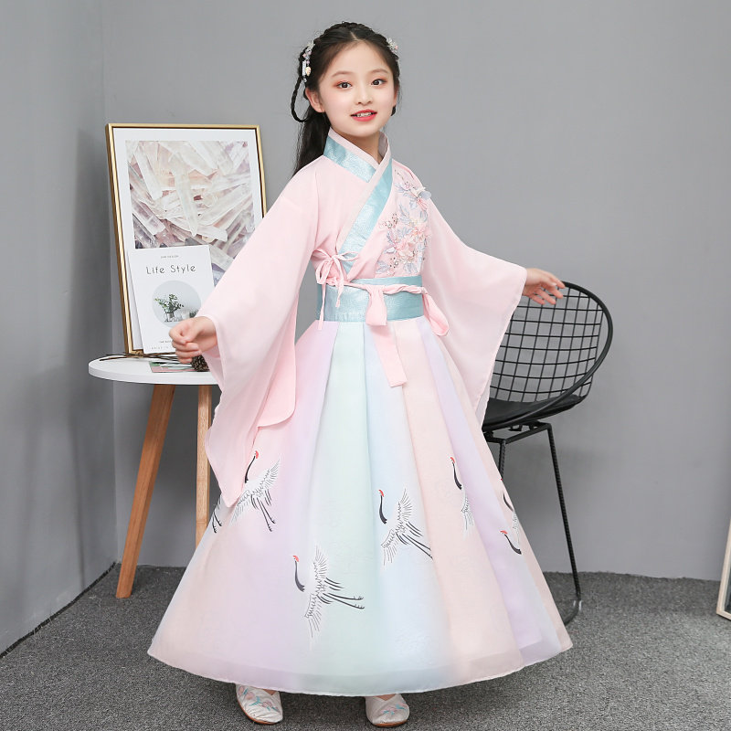 儿童汉服女童春秋装古装超仙中大小童亲子装中国风宝宝唐装套装夏