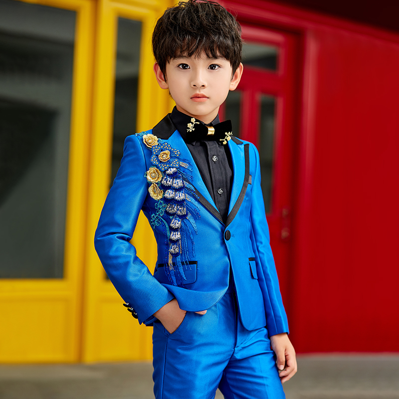 男童西装套装国潮民族风萌卡斯小主持人儿童走秀演出服中大童春秋