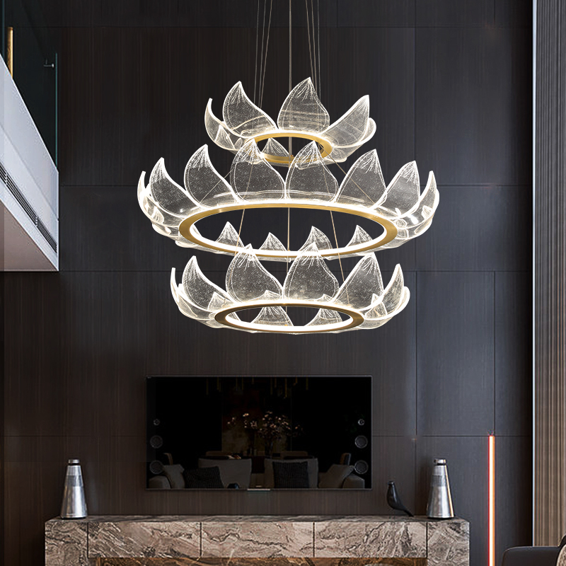 (今日5折)2022年新款简约现代餐厅吊灯轻奢北欧圆环形莲花饭厅灯创意