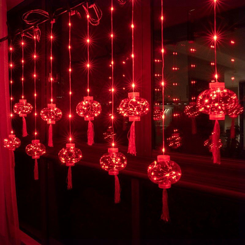 窗户春节灯饰led彩灯闪灯串灯过年灯笼小彩灯不插电网红灯氛围灯