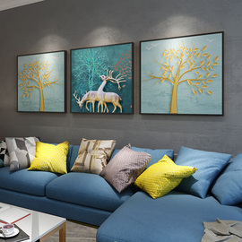 客厅装饰画北欧壁画三联现代简约挂画沙发背景墙餐厅卧室麋鹿墙画