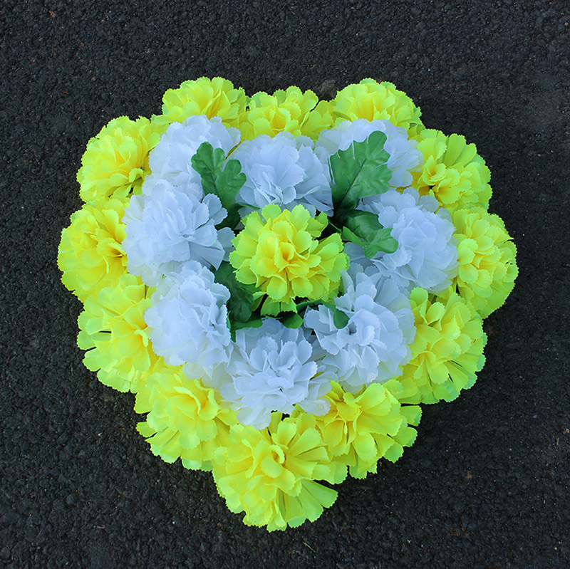 绢花菊花仿真花心型花环盘景清明花便宜扫墓花上坟假花祭祀装饰花