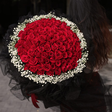 生日鲜花速递同城99朵红玫瑰花束上海北京合肥广州生日礼物配送店