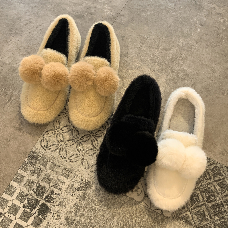 毛绒女鞋冬季一脚蹬大额优惠券