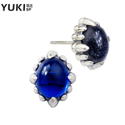 YUKI jewelry white fungus nails European fashion men''s 925 Silver Sapphire Blue Crystal men''s accessories single boomers cool original