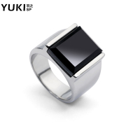 YUKI jewelry Korea men''s rings in the Korean version of index finger ring fashion titanium steel black stones original designs