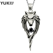YUKI men''s titanium steel necklace jewelry City boy personality Wolf domineering fashion necklace pendant jewelry in Europe and America