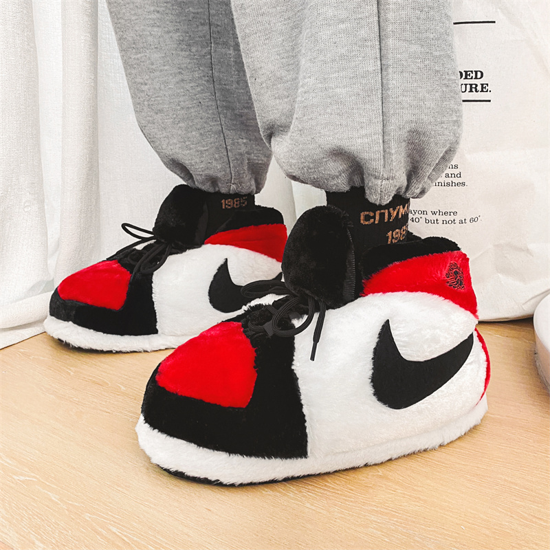 aj棉拖鞋2021新款冬季加绒保暖面包鞋恶搞毛毛鞋胖胖椰子大棉鞋男