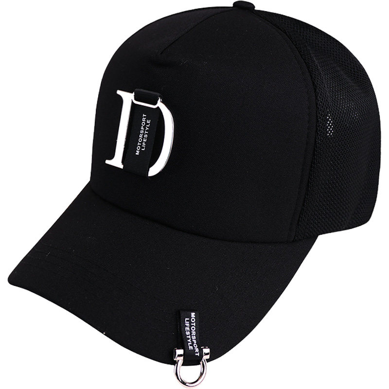 韩版春夏棒球帽金属d字母网帽时尚百搭潮鸭舌帽街头棒球帽遮阳帽