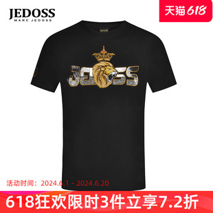 JEDOSS/爵迪斯男装2024初春新款欧式皇冠金线虎头刺绣短袖T恤530