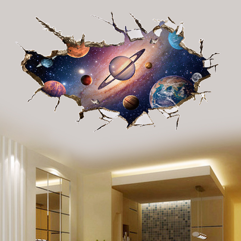 星球宇宙太空3d立体墙贴客厅天花板墙卧室创意房间装饰品墙画背景