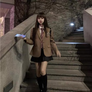 jk咖色西装外套女2022秋季新款韩版小个子高级感休闲百搭西服上衣