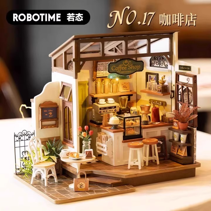 rolife若来咖啡店diy小屋手工小房子木质拼装模型积木生日礼物女