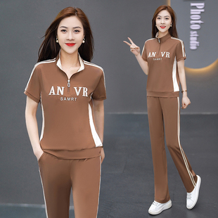时尚运动套装女2024夏季新款韩版洋气减龄跑步服休闲显瘦两件套潮