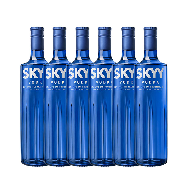 深蓝SKYY vodka调酒基酒进口洋酒原味伏特加六支组合套装750ml