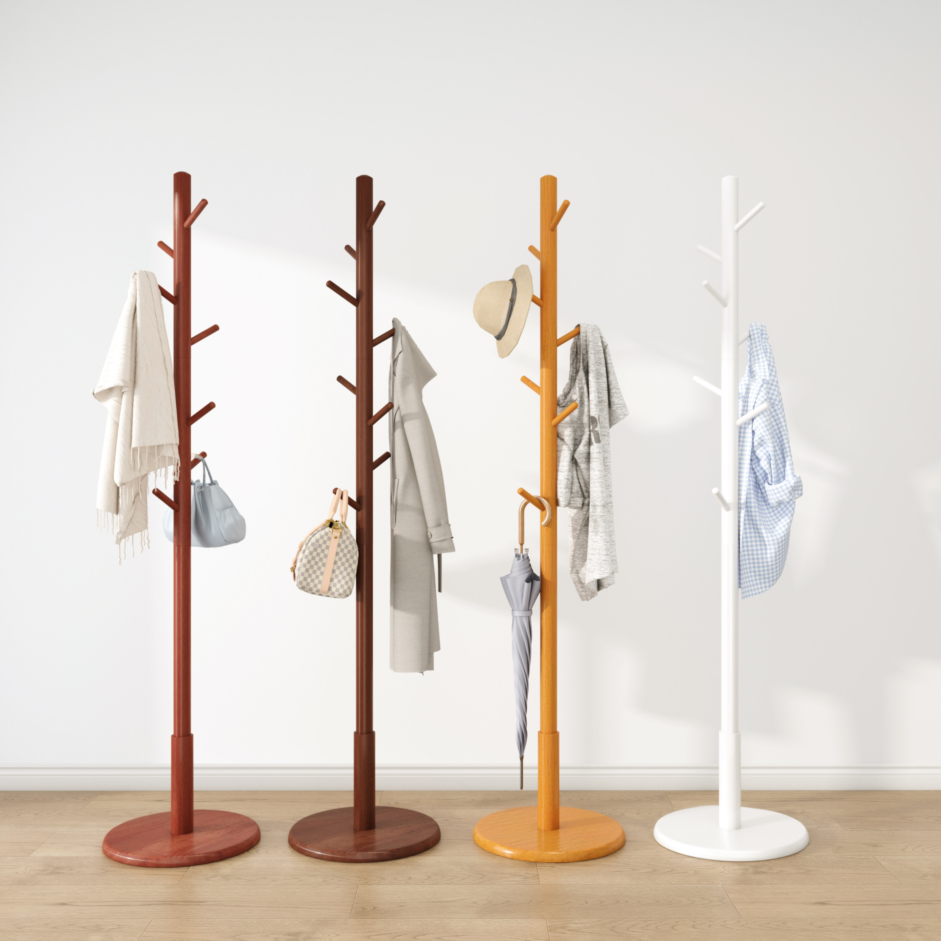 实木家用衣帽架落地立式卧室室内衣服挂架简约现代挂包架子挂衣架