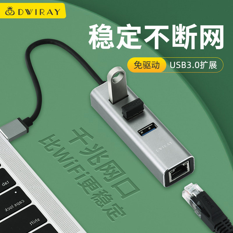 笔记本电脑网线转接口转换器usb转网口type-c转网络转接头校园以太网