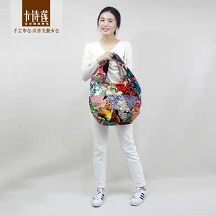 波普風格服裝品牌 輕民族棉佈包拼佈日韓風格波普風波西米亞女包單肩包2020春夏新款 菲拉格慕服裝