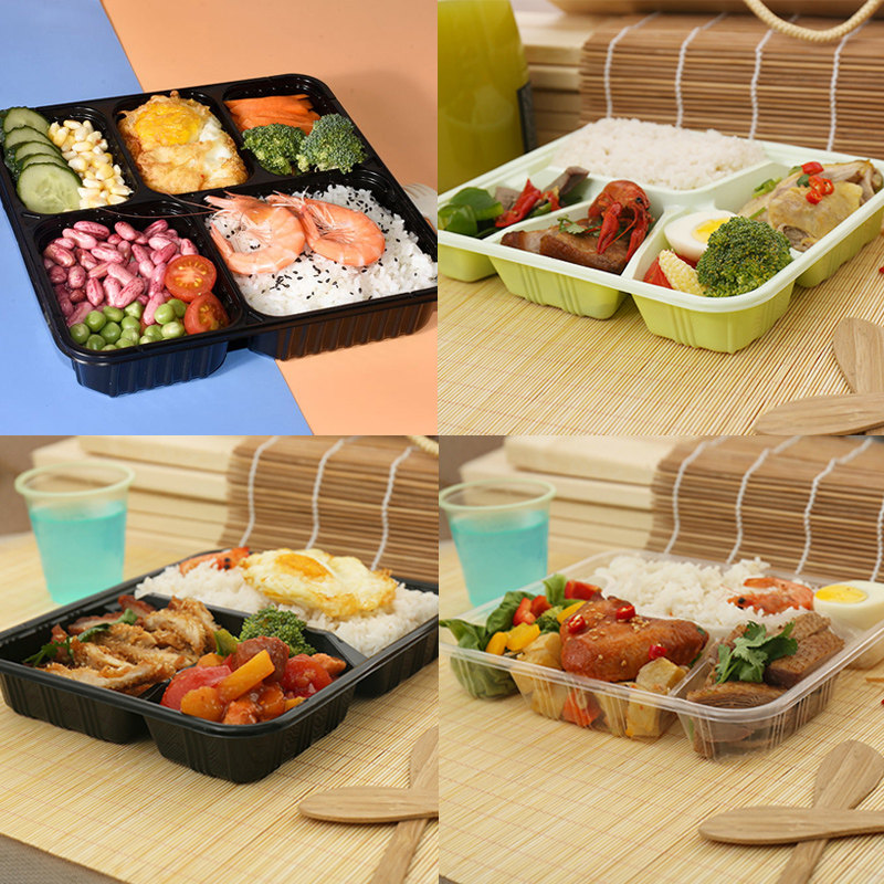 格派一次性三格四格五格1500ml餐盒打包盒外卖便当饭盒快餐盒带盖